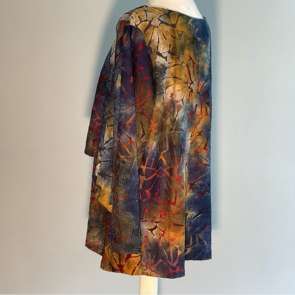 Attitudes by Renee XL Vibrant Fall Colors Scoop Neck Burnout Long Sleeves Blouse - Picture 9 of 16